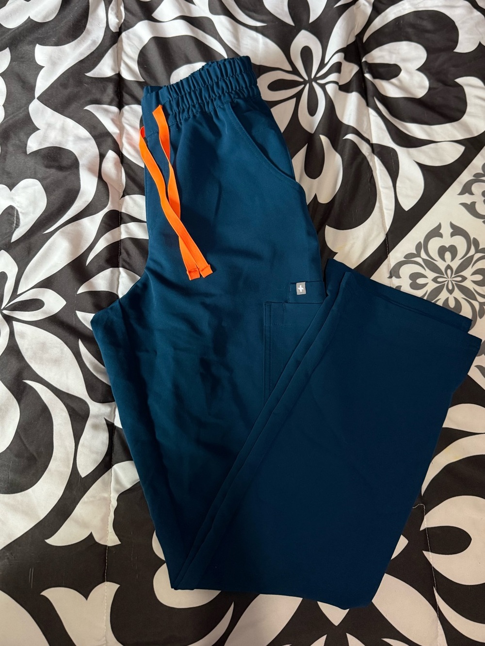 Figs dowa high waisted scrub Pant with Bright Orange Drawstring